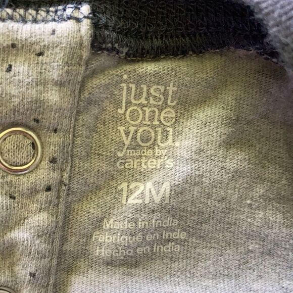 NEW Carter’s Baby Boy Rhino 🦏 Blue Grey Long Sleeve Cotton Onesie Romper 12 Mo - Picture 5 of 5